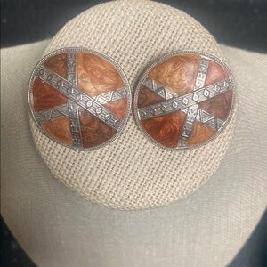 Berebi Vintage Silver and Brown Earrings